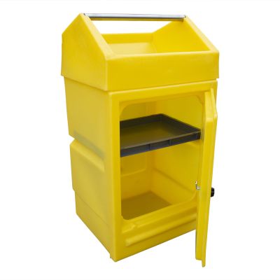 Spill station cabinet with roll holder
