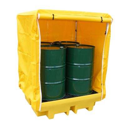Bunded Spill Pallet with weatherproof cover for 4 drums