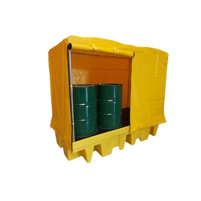 Bunded Spill Pallet with weatherproof cover for 8 drums