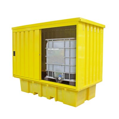 Double IBC Spill Pallet with Steel Cover