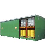 96 Drum or 24 IBC Bunded Storage Container with Push Back system