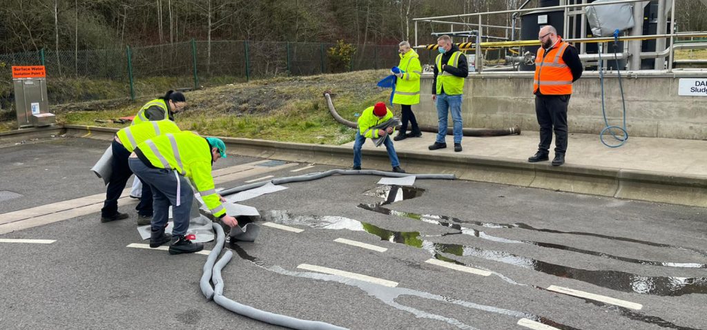 Spill Response Training, cleaning a spill